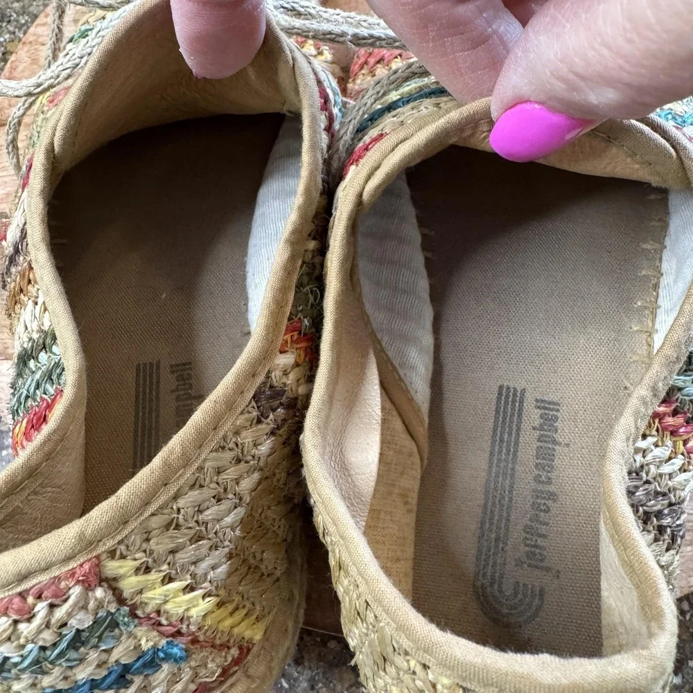 Jeffrey Campbell Womens Espadrille Oxford‎ 40 Multi Woven Raffia Lace Up Boho